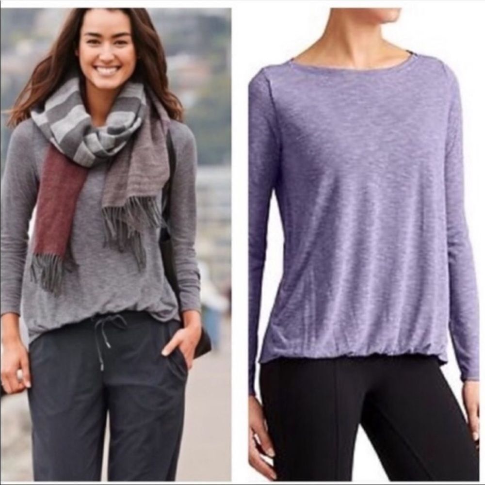 Athleta Suri Bubble Heather Purple Long Sleeve Top Woman's Size XS